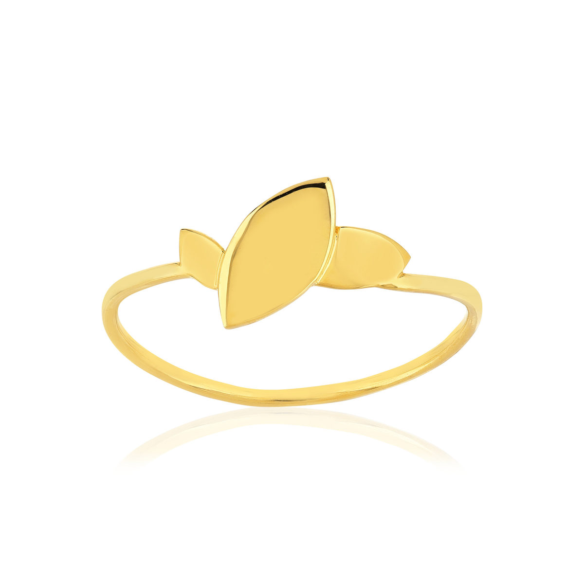Bague or jaune 750 motif feuille