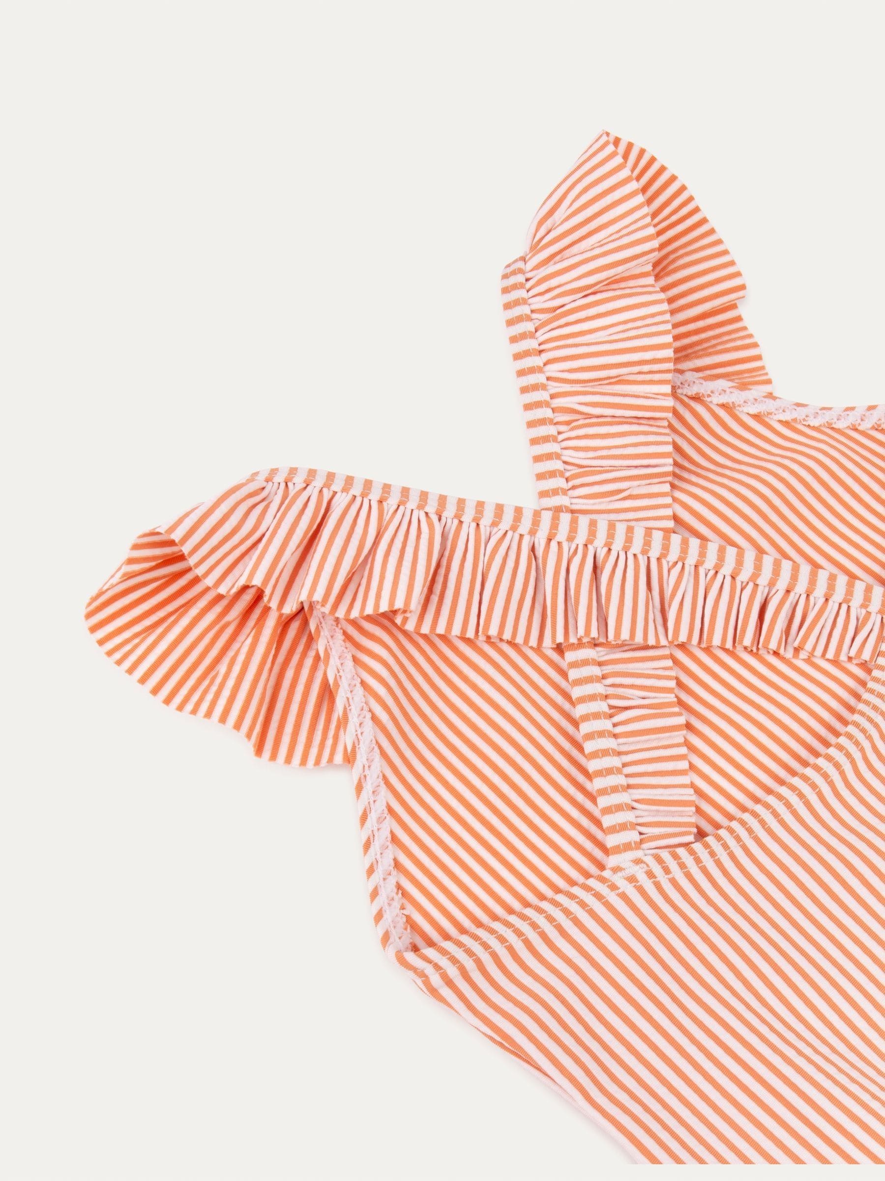 KIDLY By MORI Seersucker Frilled Swimsuit
