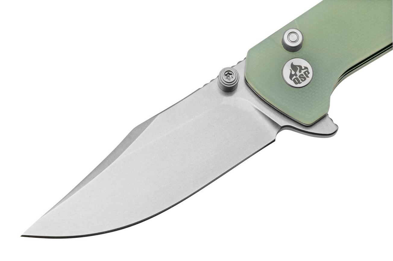 QSP Grebe QS147-D1, 14C28N Clippoint Jade G10, zakmes
