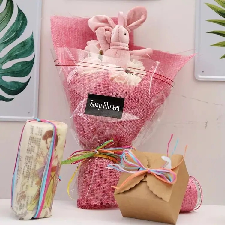 (80m) Raffia Bast Geschenkband 6-farbiges Bastel Deko Band - Style 2
