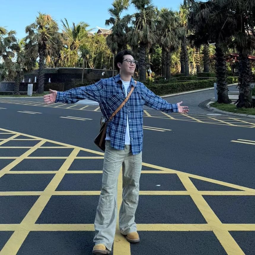 Zentrus - Cargobroek met rechte pijpen en effen panelen met gemiddelde taillehoogte