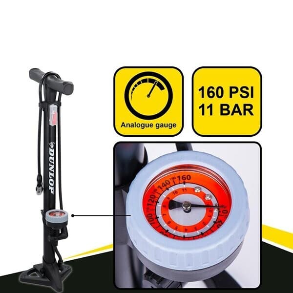 Dunlop cykelpumpe med trykmåler