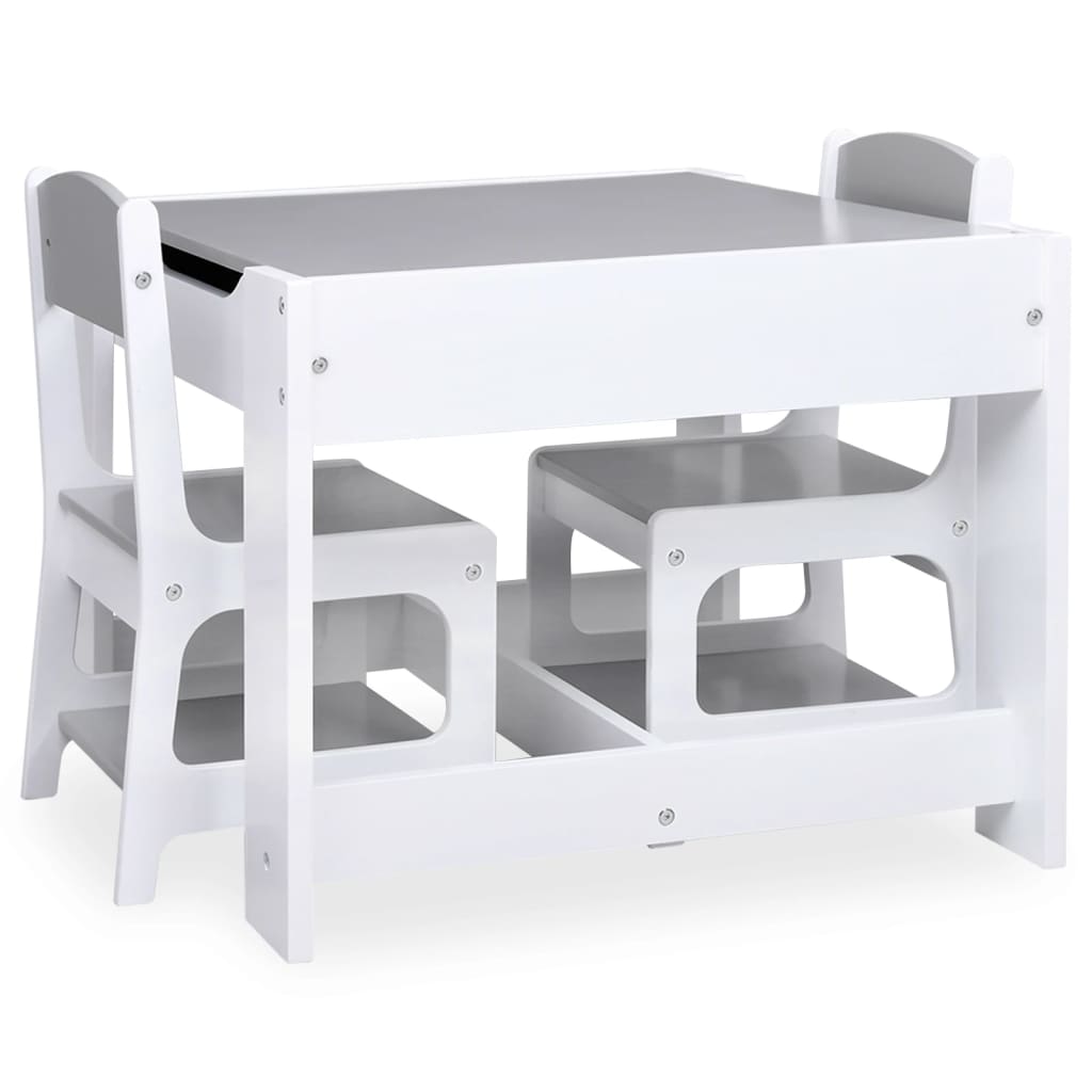 Table pour enfants avec 2 chaises blanc mdf