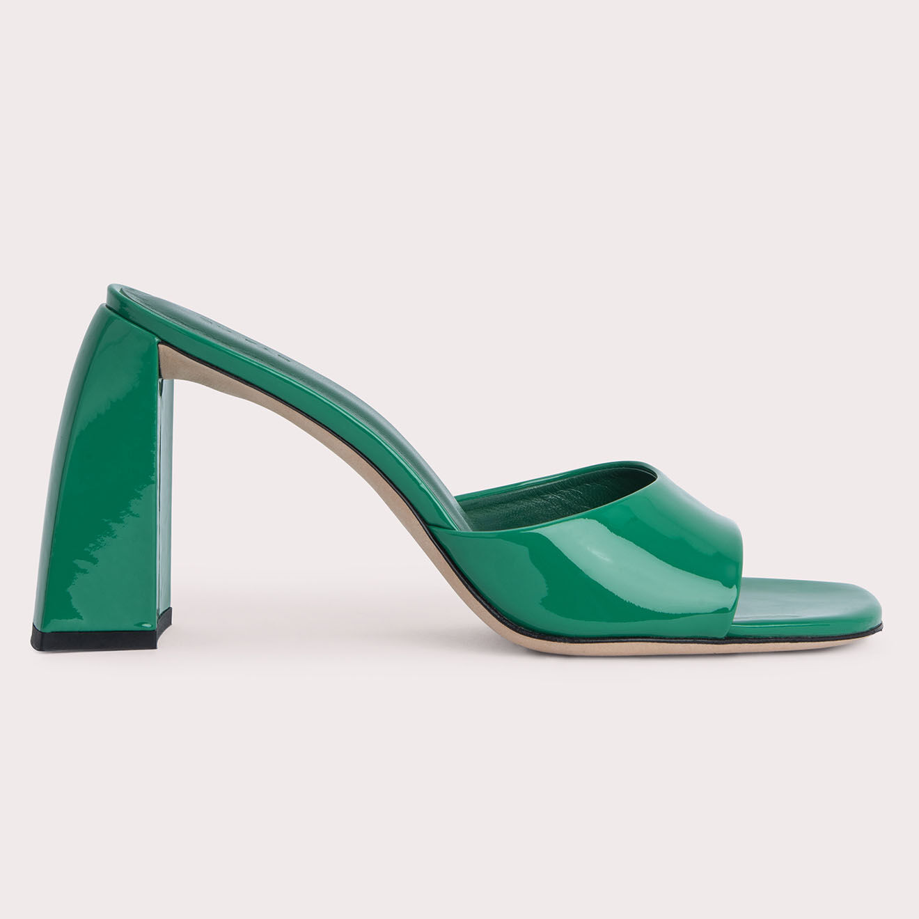 By Far Mules en Cuir verni Michele vertes - Talon 10 cm