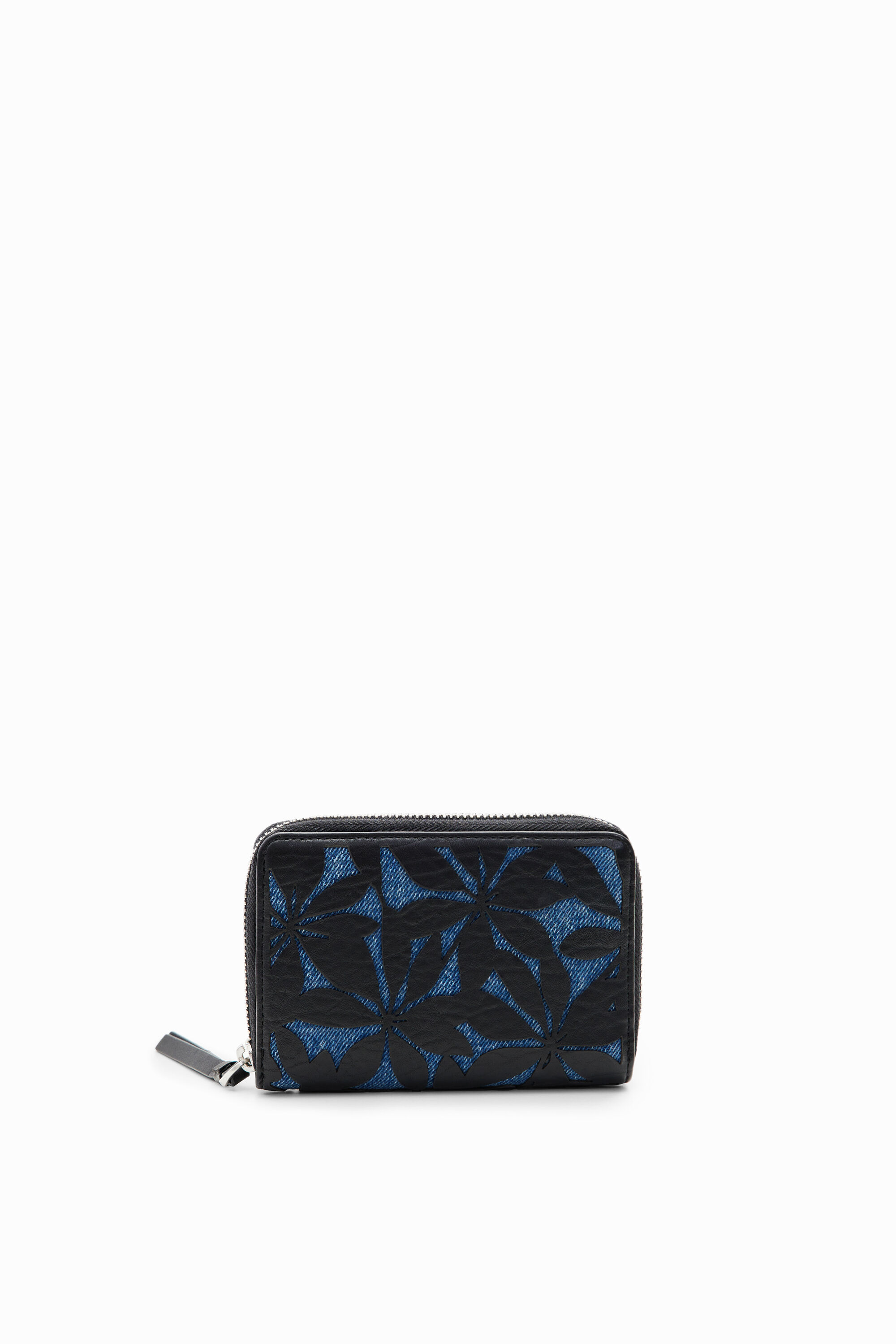 Petit portefeuille fleurs estampées
