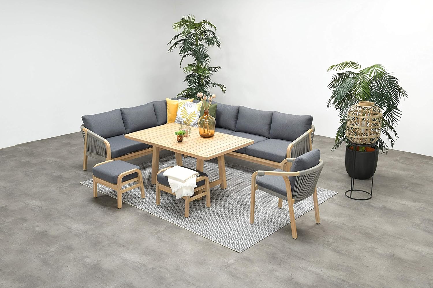 Garden Impressions Hohe Dining Lounge Santos Links, inklusive wasserabweisender Kissen und XXL Tisch