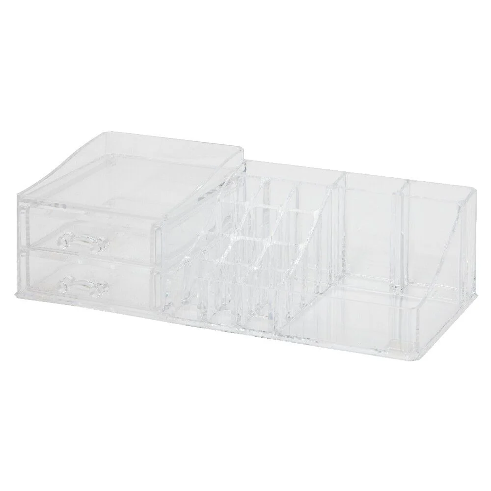 Organiseur rangement cosmétique transparent 2 tiroirs