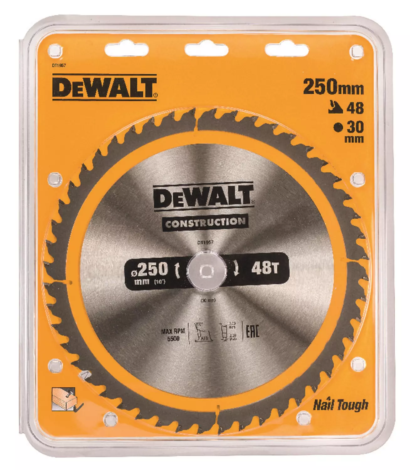 DeWALT DT1957 Extreme Cirkelzaagblad - 250 x 30 x 48T - Hout (Met nagels)