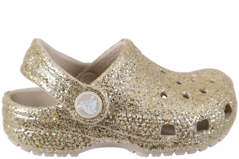 CROCS CLASSIC CHUNKY GLITTER CLOGS I BEIGE GUMMI MED GLIMMER