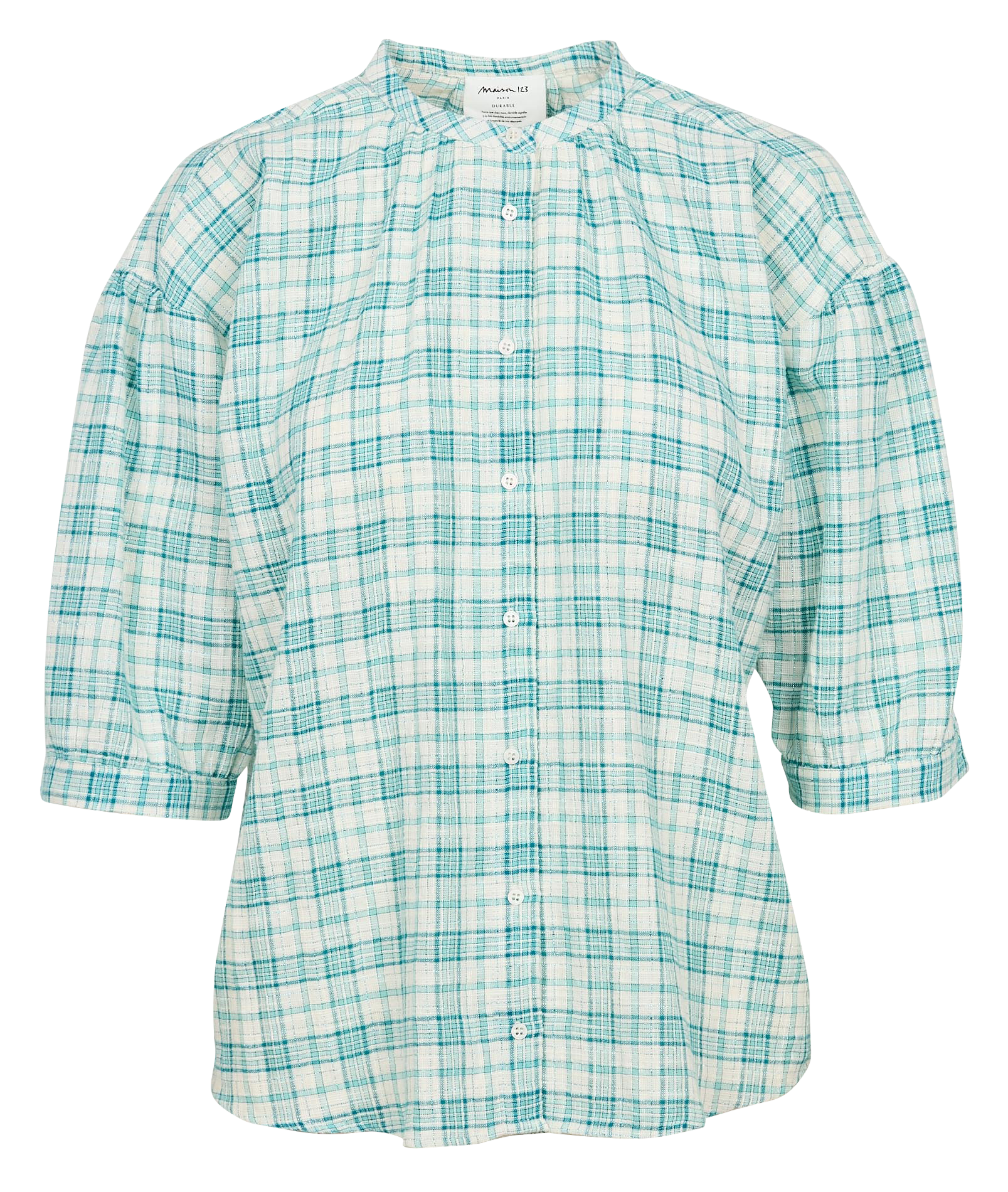 BELLE - Chemise droite imprimée en coton mélangé | Bleu