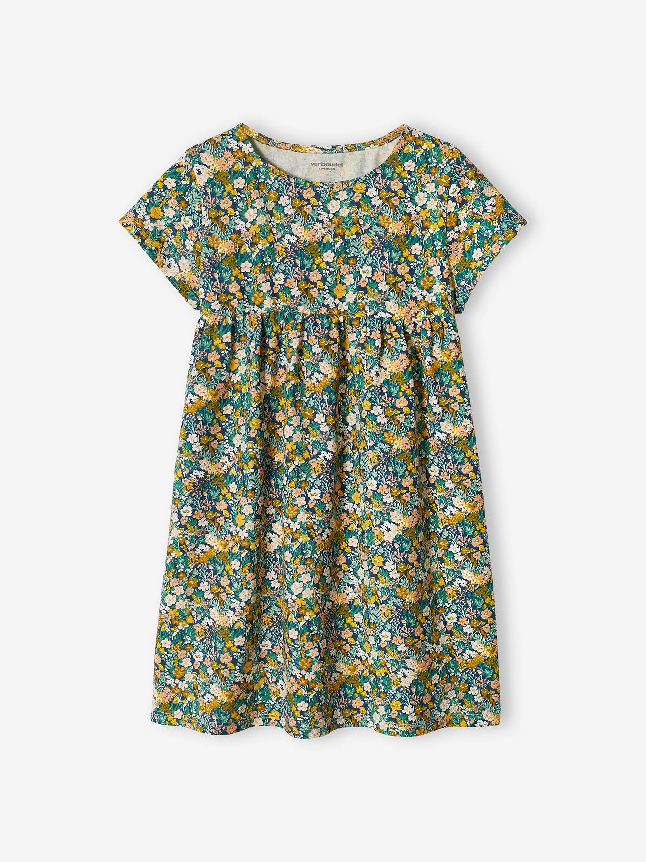 Conjunto de vestido e casaquinho infantil, azul médio liso