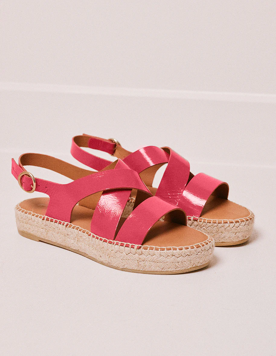 Espadrilles Chantal - Cuir plissé fuchsia