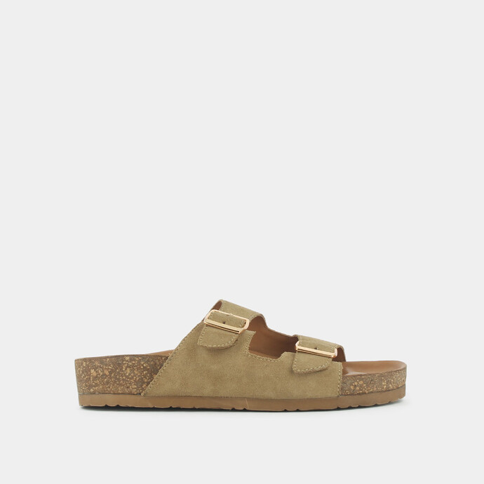 Mules à brides  en croute beige