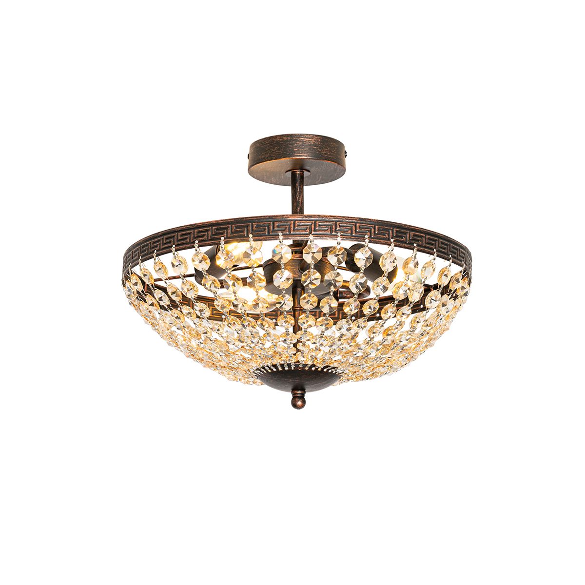 Klassieke plafondlamp brons en kristal 3-lichts - Mondrian