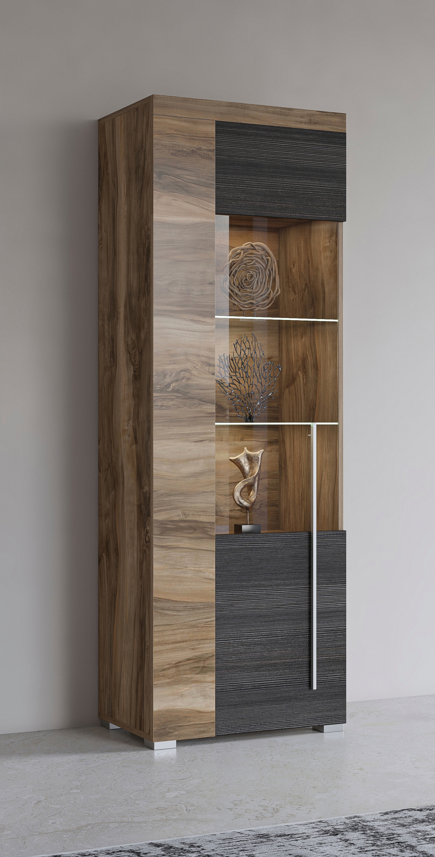 INOSIGN Vitrine »Roger,Höhe 160cm stilvolle Glasvitrine mit verstellbare Glasböden« Standvitrine 1Trg, viel Stauraum, ohne Beleuchtung