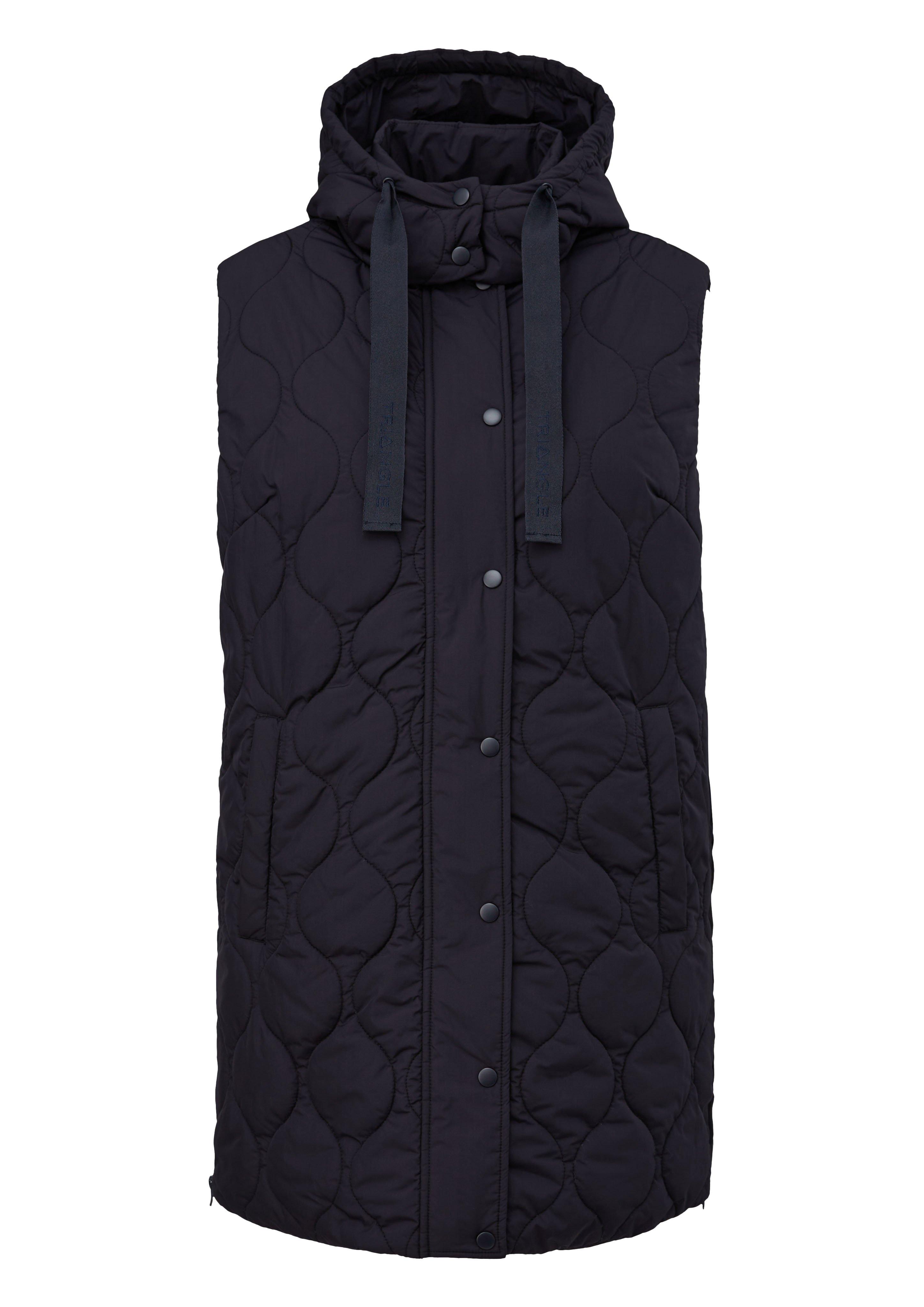 Lange Outdoor-Steppweste mit Zippern seitlich