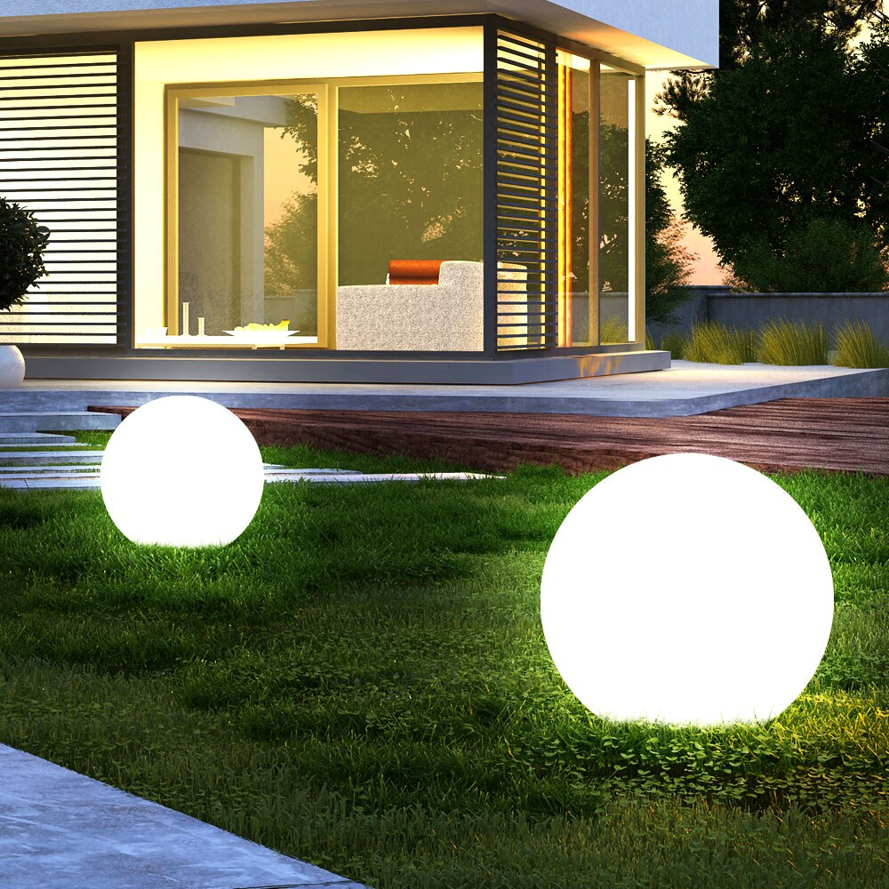 2er LED Solarleuchte, Kugel weiß, H 62 cm