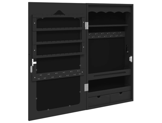 VIDAXL - Armoire à bijoux avec miroir murale noir 37,5x10x67 cm