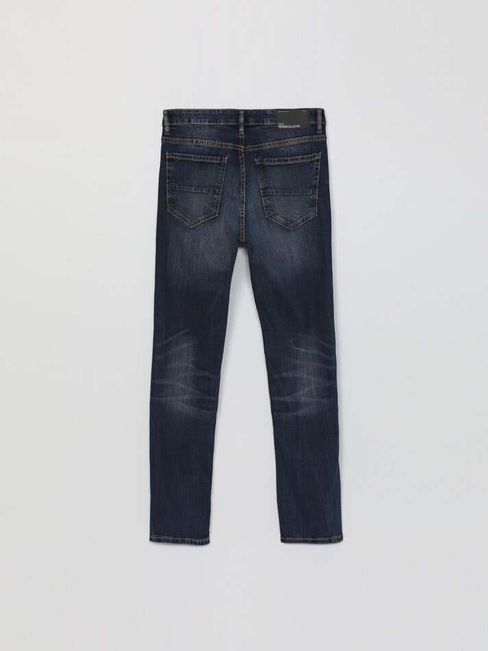 Calça jeans slim confortável - Azul marinho
