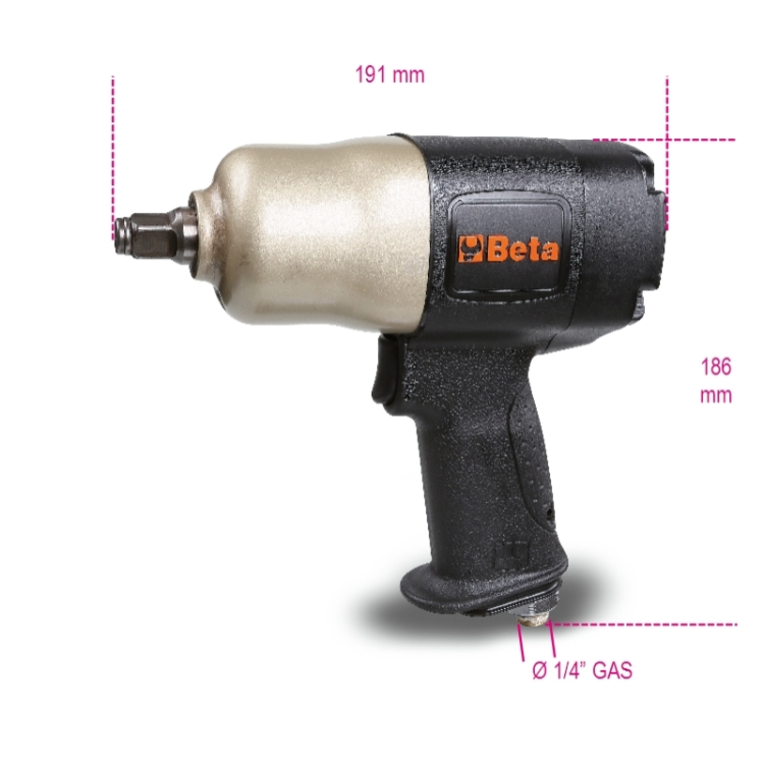Beta 1927CD Omschakelbare slagmoersleutel - 6,2 bar - 130 l/min - 1/4'' - 19270007