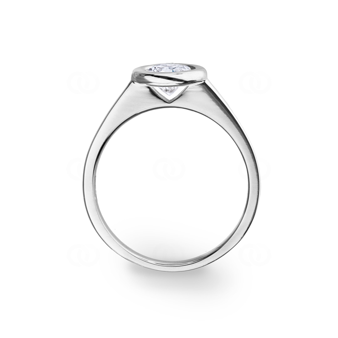 0.70 Karat GIA-Diamant Verlobungsring 750/18 K Weissgold in Zargenfassung