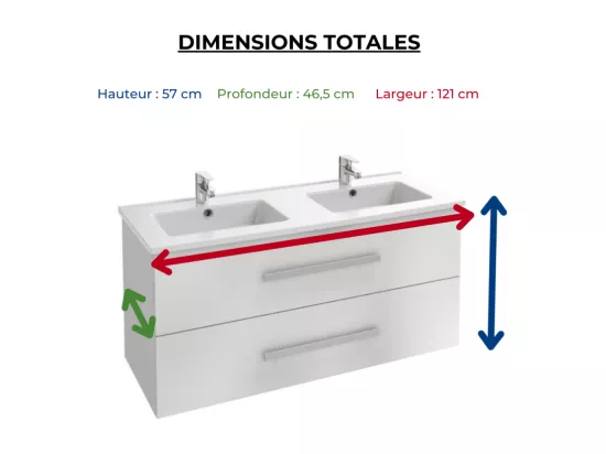 Pack meuble lavabo double vasque JACOB DELAFON Ola Up + colonne + miroir + spot