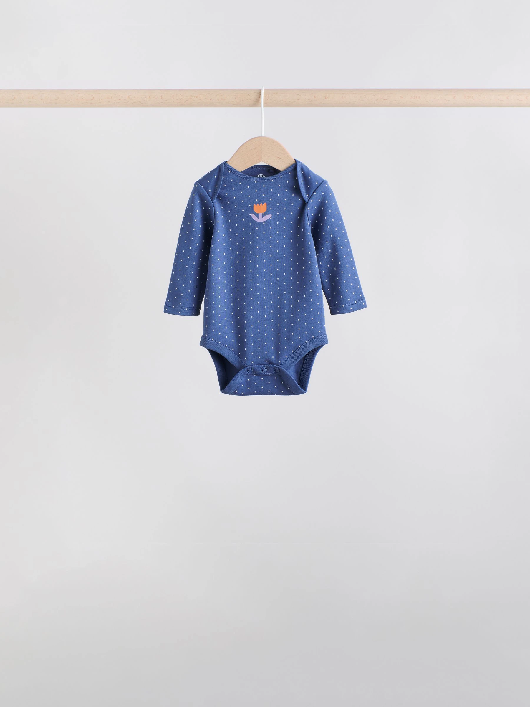Marineblauw - Verpakking van 5 rompertjes met lange mouwen