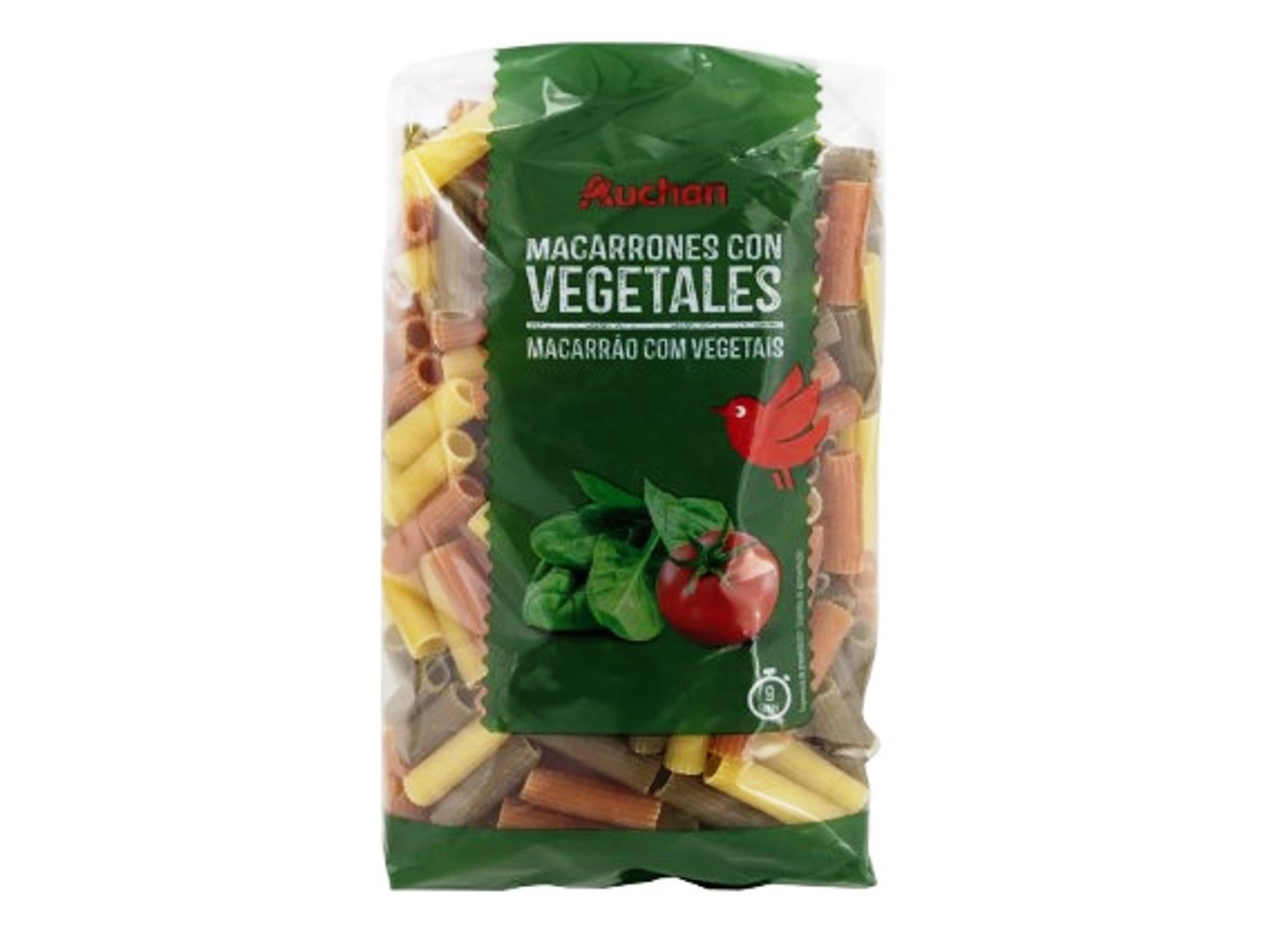 MASSA AUCHAN MACARRÃO RISCADO COM VEGETAIS 500G