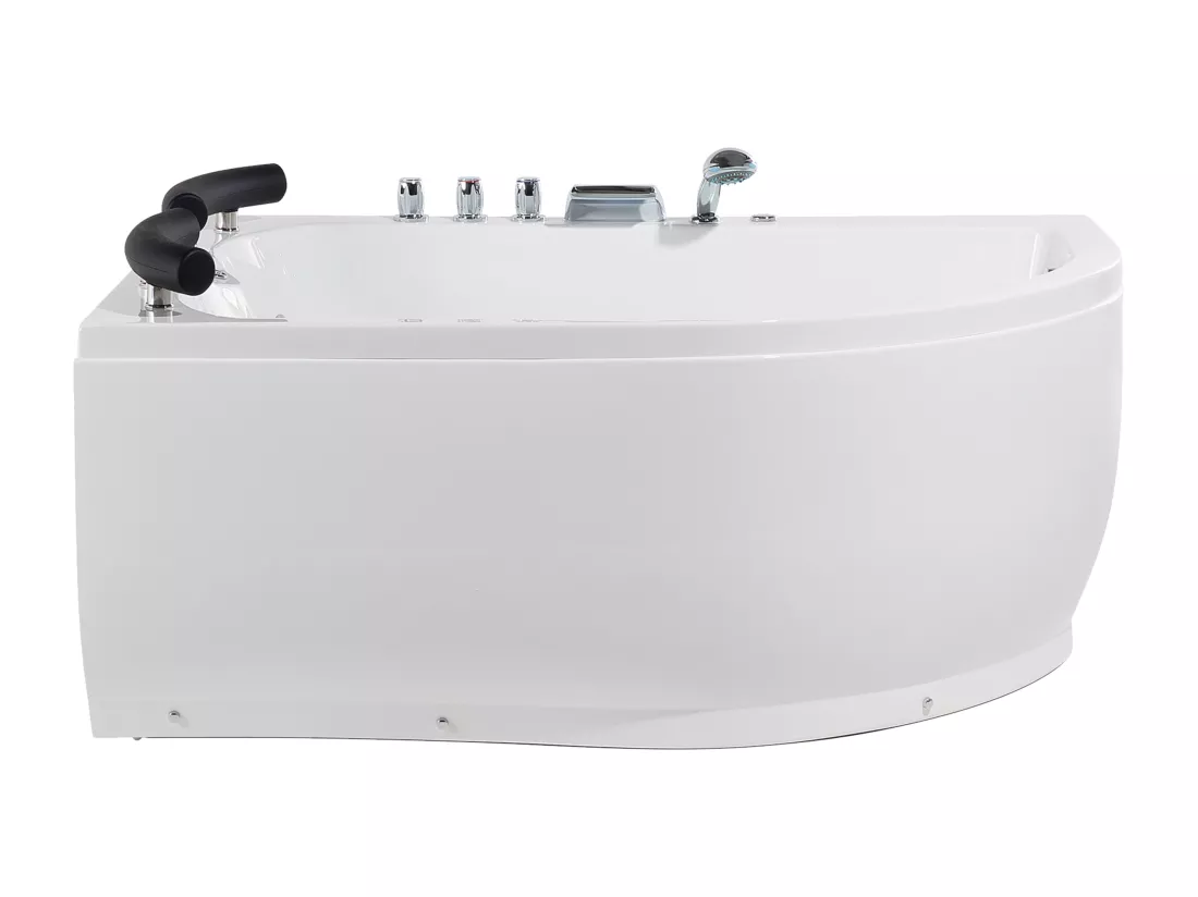 Baignoire angle droit blanche 158 x 113 cm avec LED PARADISO