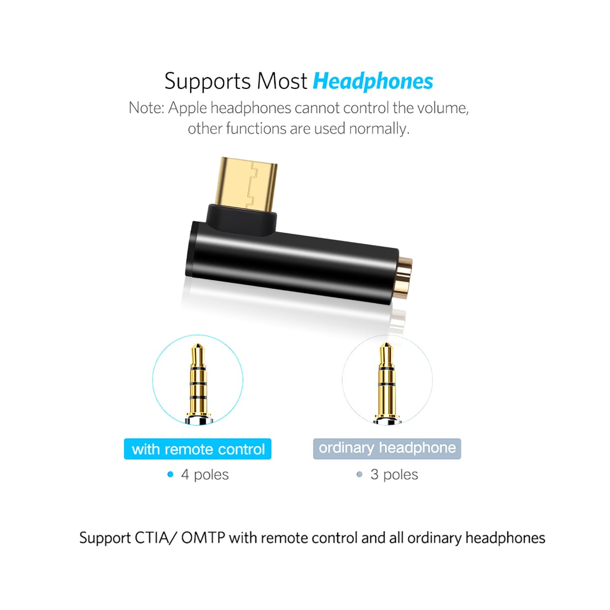 USB-C til 3,5 mm Aux lydadapter Grå