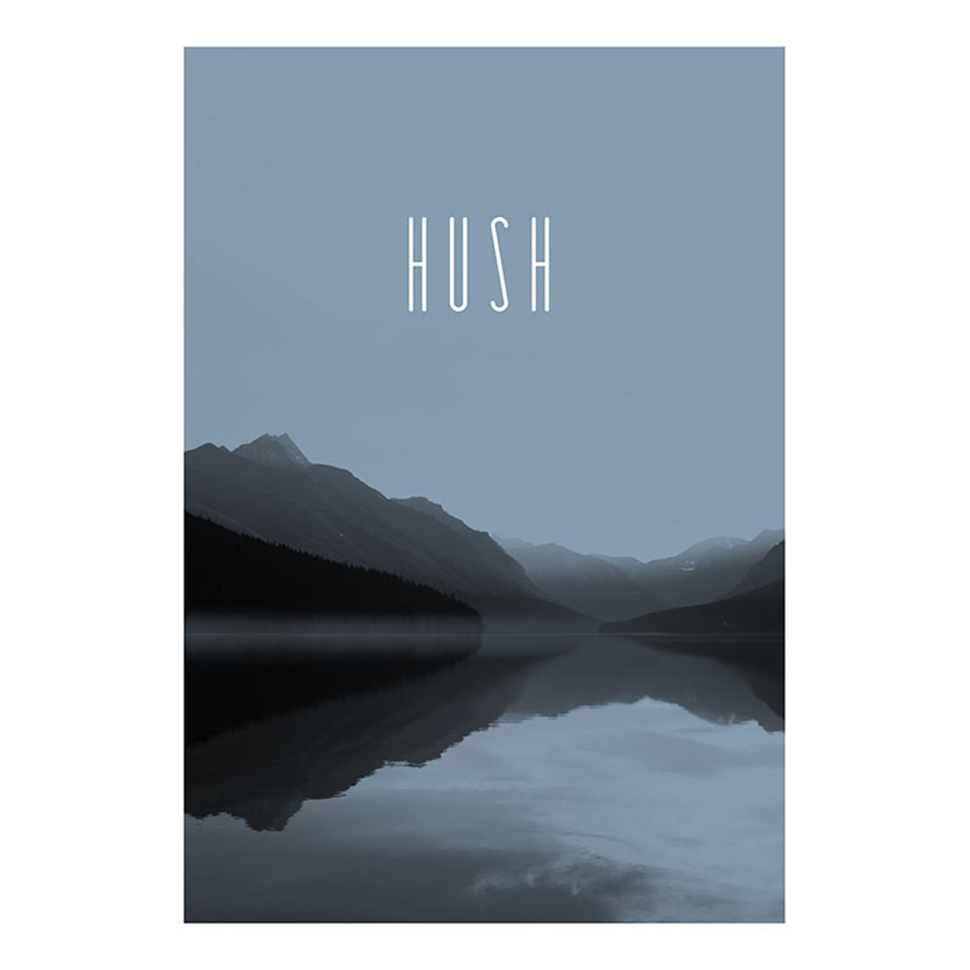 Wandbild WORD LAKE HUSH STEEL - 50x70 cm