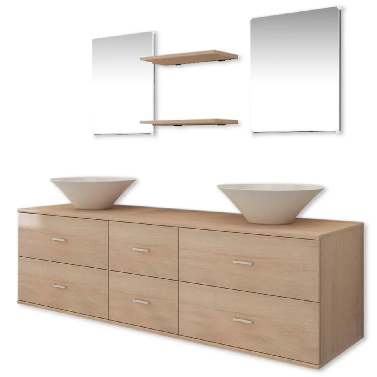 VidaXL Mobilier salle de bain avec lavabo - Beige