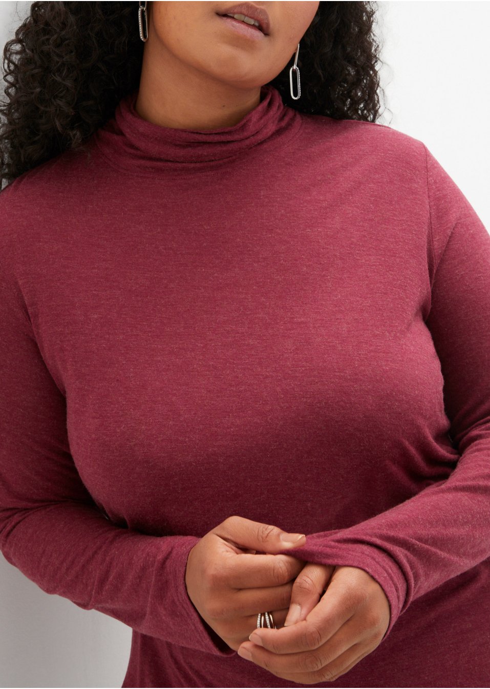 T-shirt col roulé avec teneur en laine