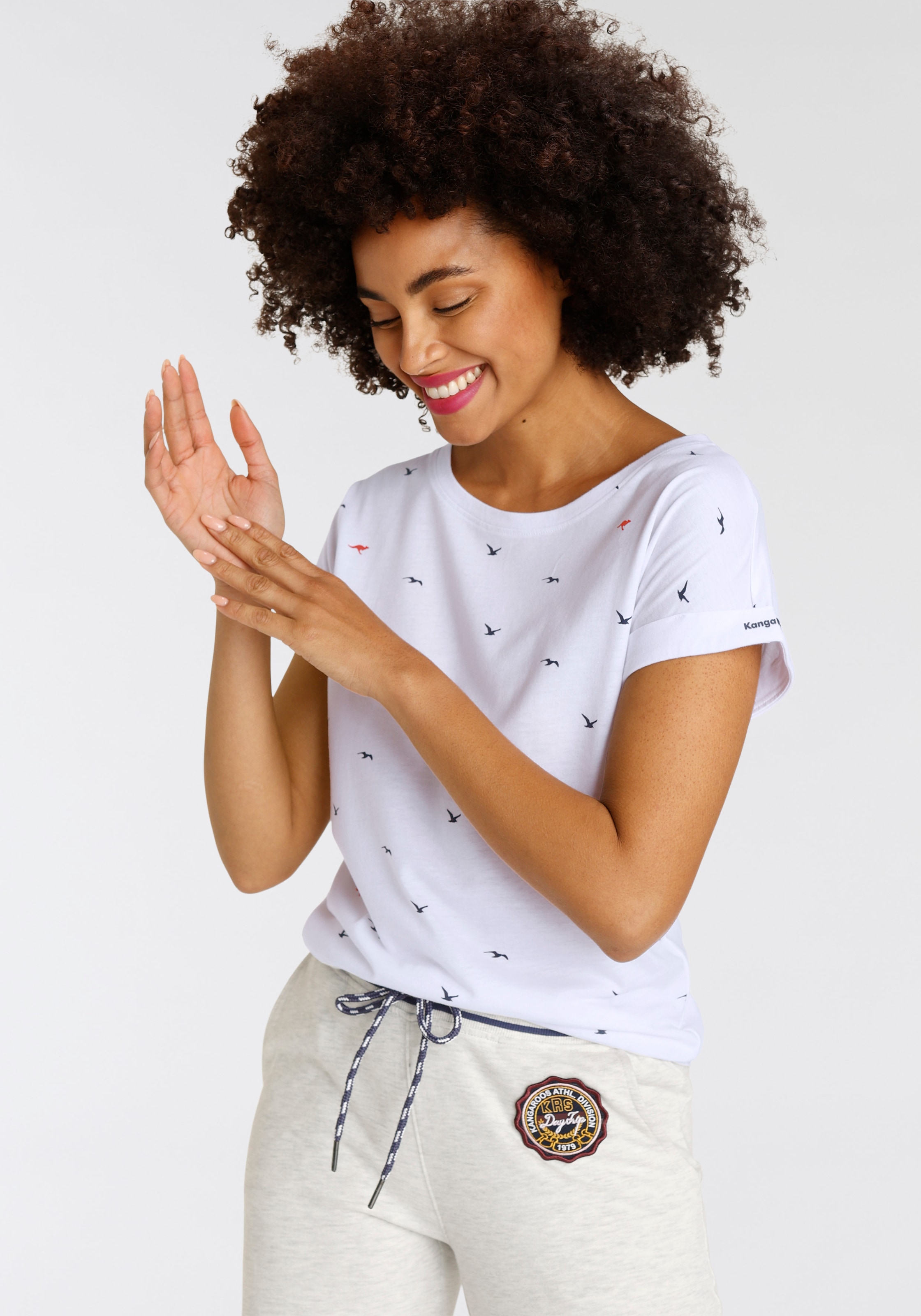 KangaROOS Print-Shirt , kurzärmelig,  figurumspielend,  mit Print,  mit Rundhalsausschnitt