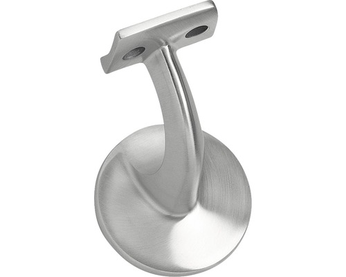 Leuningsteun, geborsteld roestvrij staal, rond, vierkant, kort gebogen, met draadstang