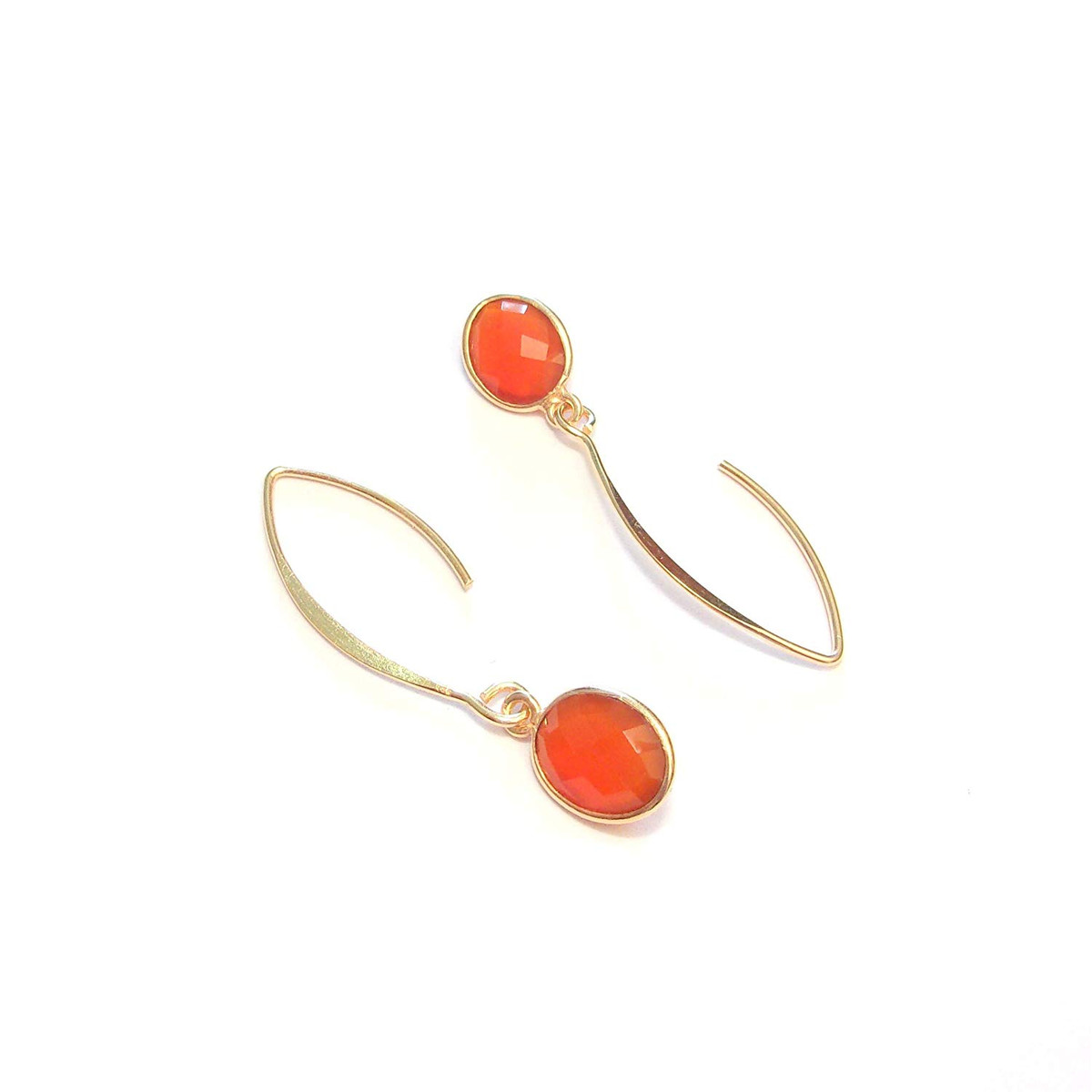 Boucles d'oreilles Argent 925 Doré Cornaline
