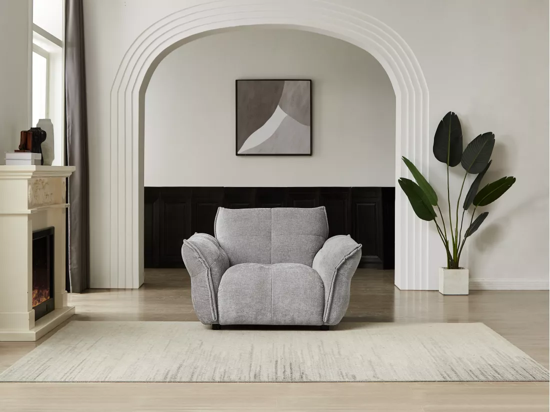 Fauteuil en tissu chiné gris NAPIZO
