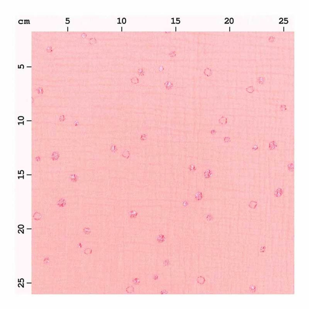 Tissu double gaze de coton 50 x 130 cm - 130 g / m² - saumon et hot foil