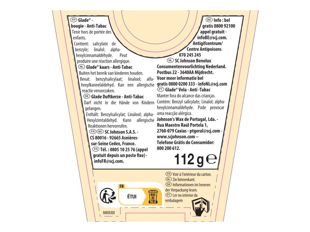 VELA GLADE ANTI-TABACO 112G