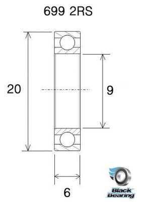 Roulement Black Bearing 699-2RS 9 x 20 x 6 mm