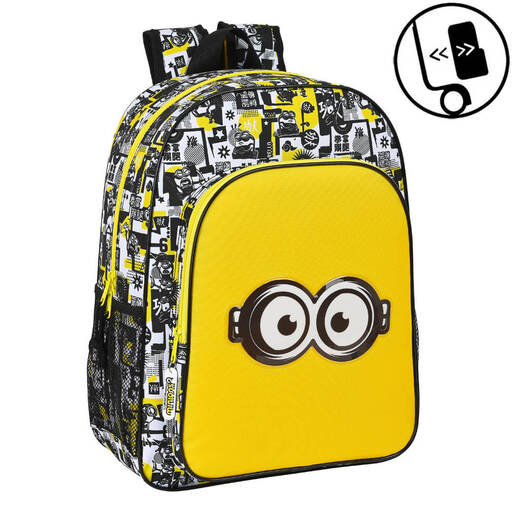 Mochila escolar infantil Safta Minions, 330x140x420 mm, branca/preta/amarela