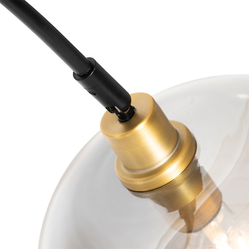Booglamp zwart met goud met smoke glas - Zuzanna