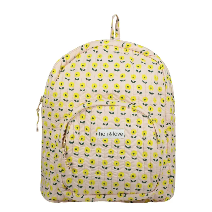 Holi & Love Sac à Dos Fleurs Coton Bio | Rose pêche