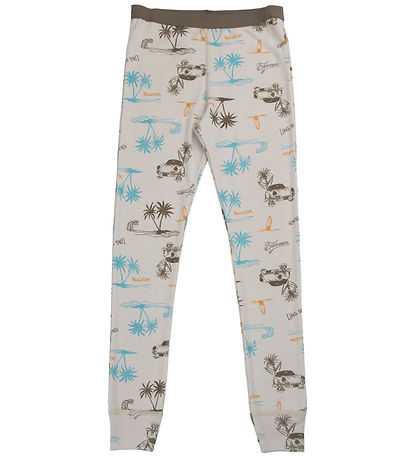 Joha Leggings - Wolle/Seide - Beige m. Print