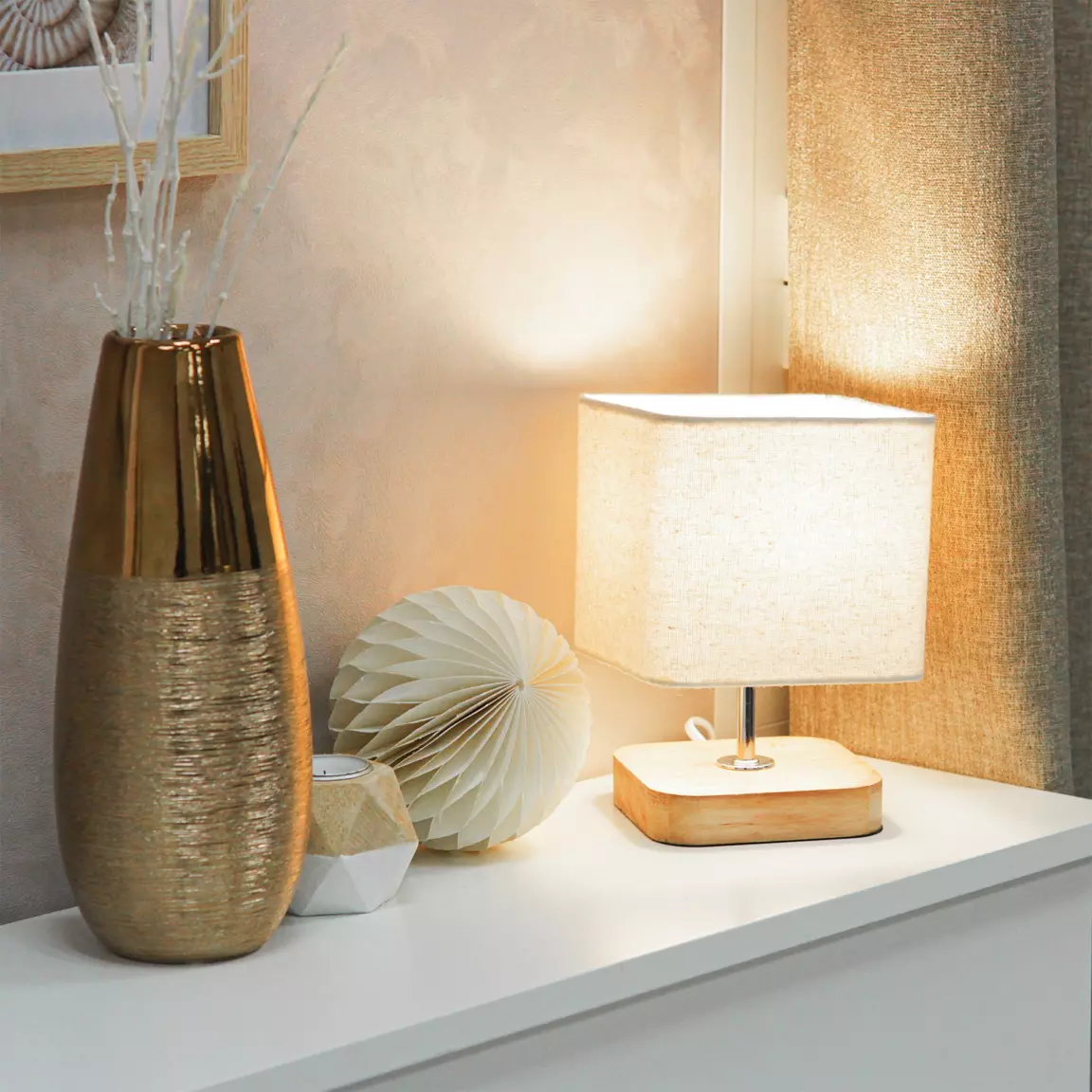 Lampe à poser bois (H21 cm) Toxey Ivoire