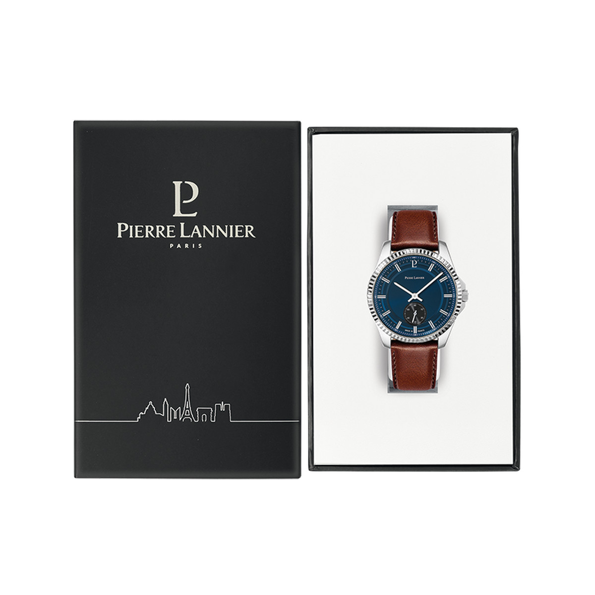 Montre PIERRE LANNIER Metropolitain homme bracelet cuir brun