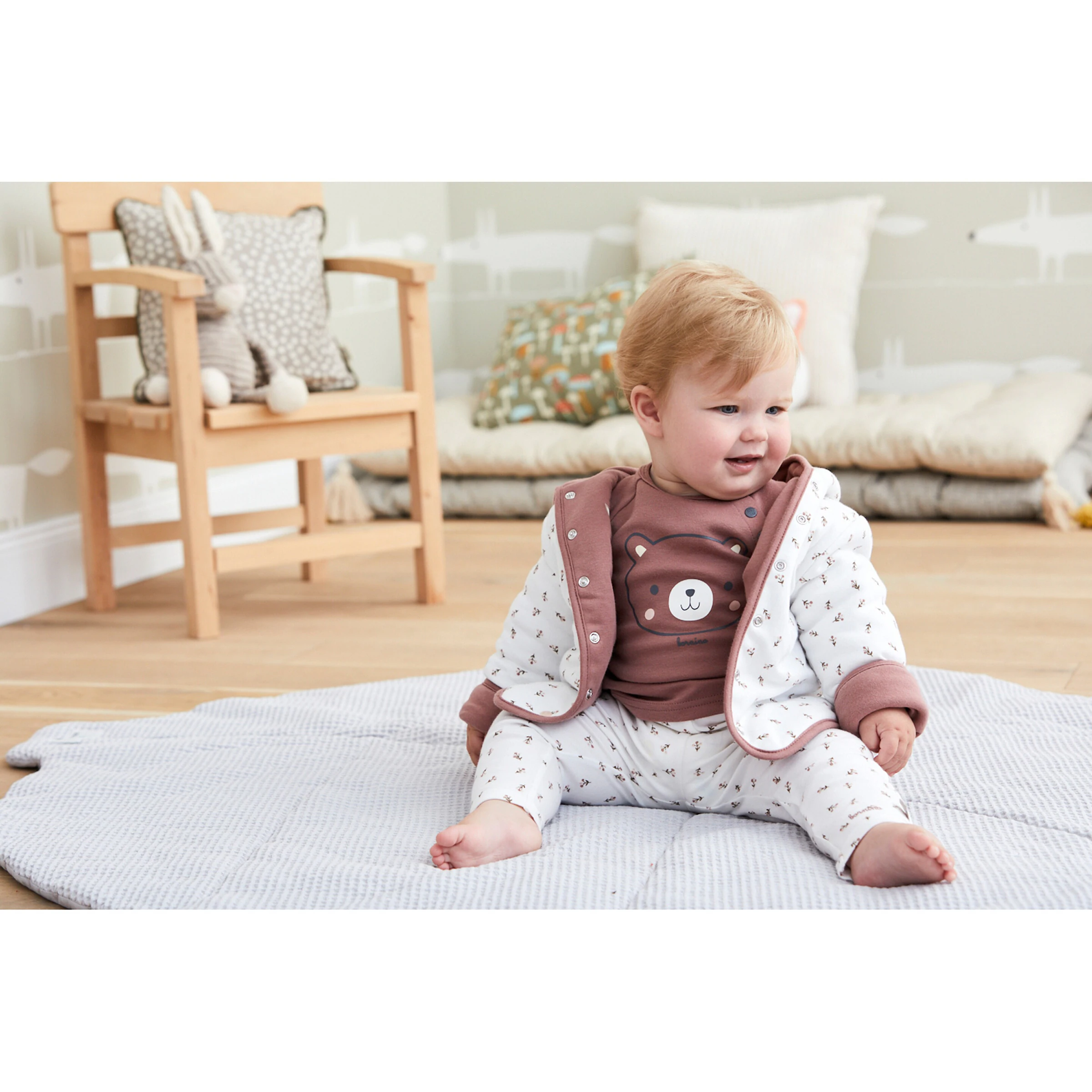 Bornino - Cute Fox Leggings Blumen offwhite
