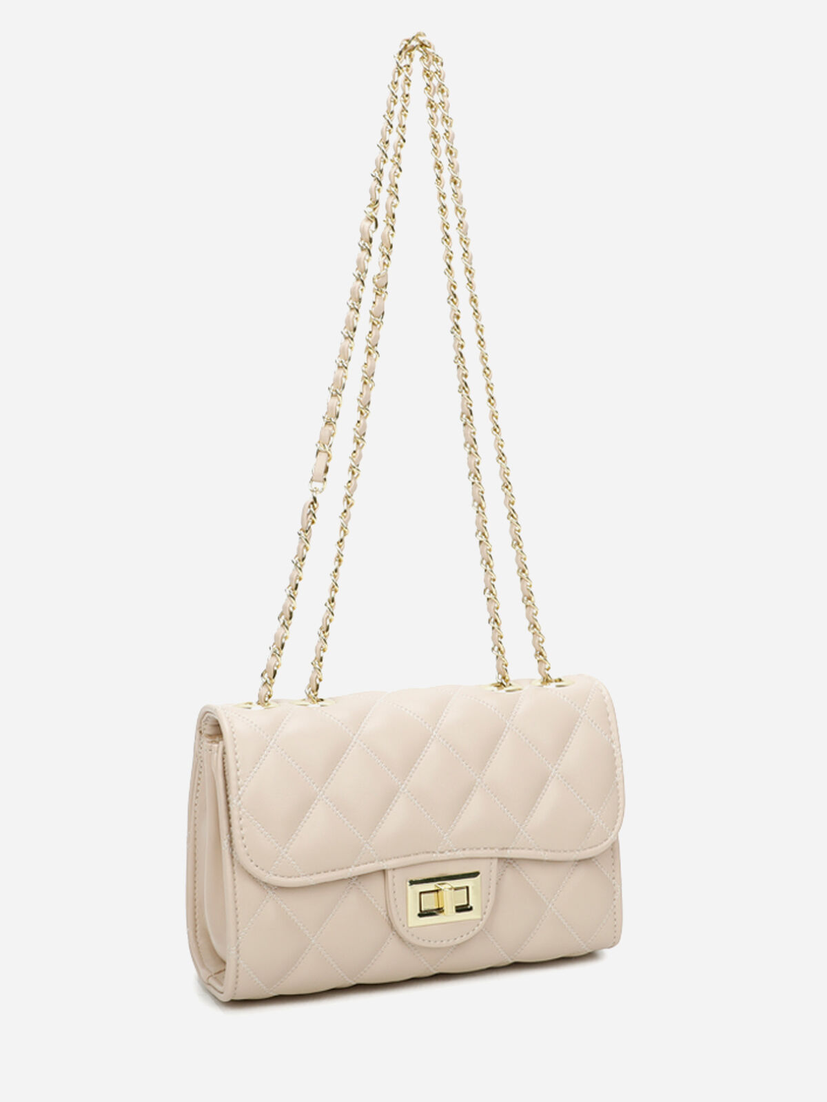 Sac matelassé à anse métallique- Beige