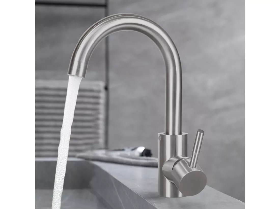 NETTLIFE robinet de cuisine robinet de lavabo de salle de bains robinet de salle de bains en acier inoxydable haute pression