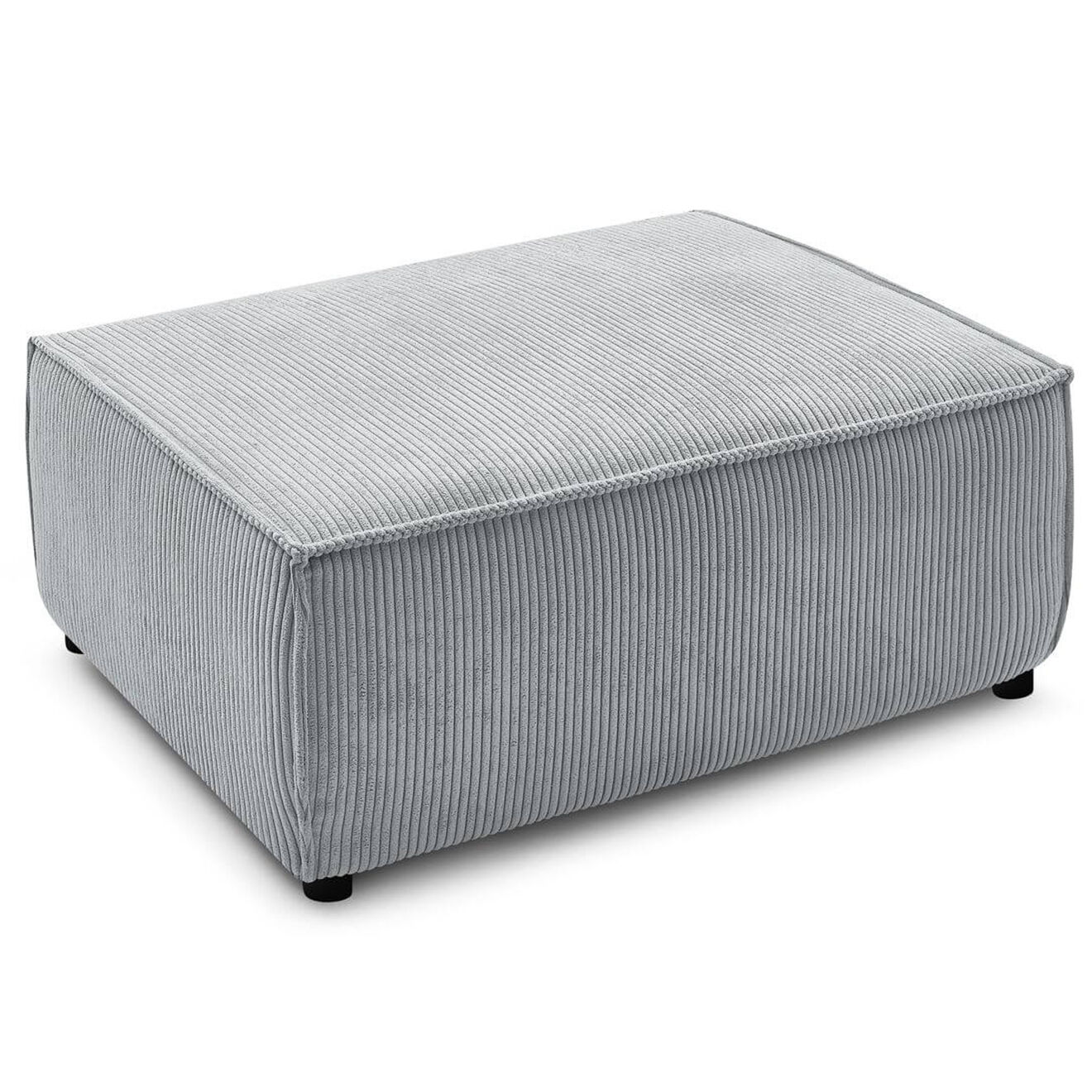 Bobochic Pouf en Velours côtelé Nihad gris clair - 100x70x44 cm